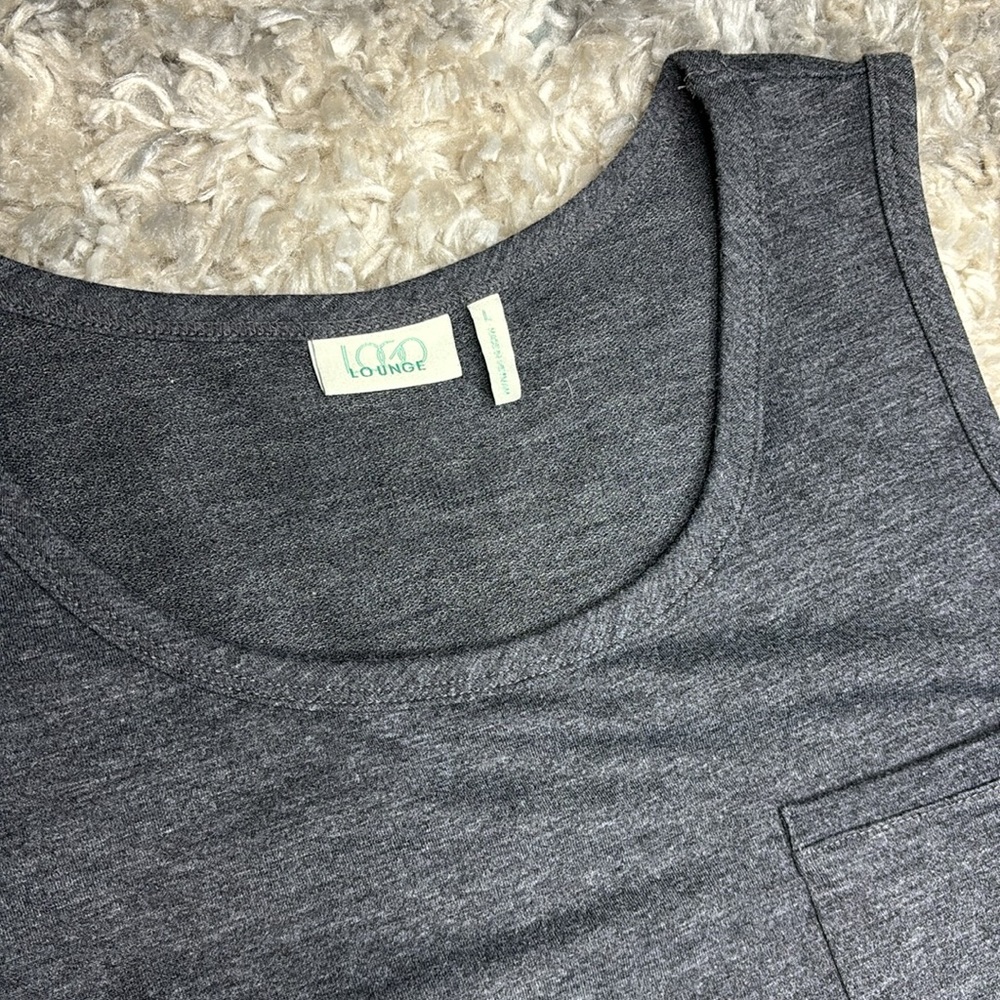 LOGO Lounge by Lori Goldstein French Terry Sleeveless Maxi Dress ~ Charcoal Grey - Picture 5 of 7